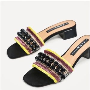 Zara beaded mules slides sandals brand new 37